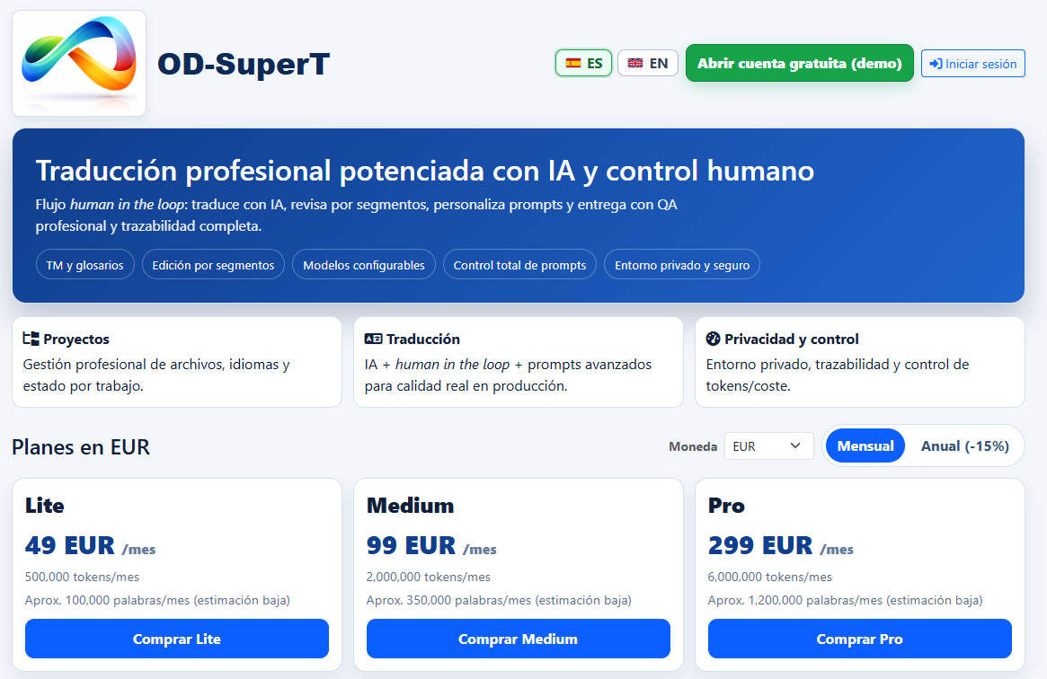 OD-SuperT product and pricing screenshot